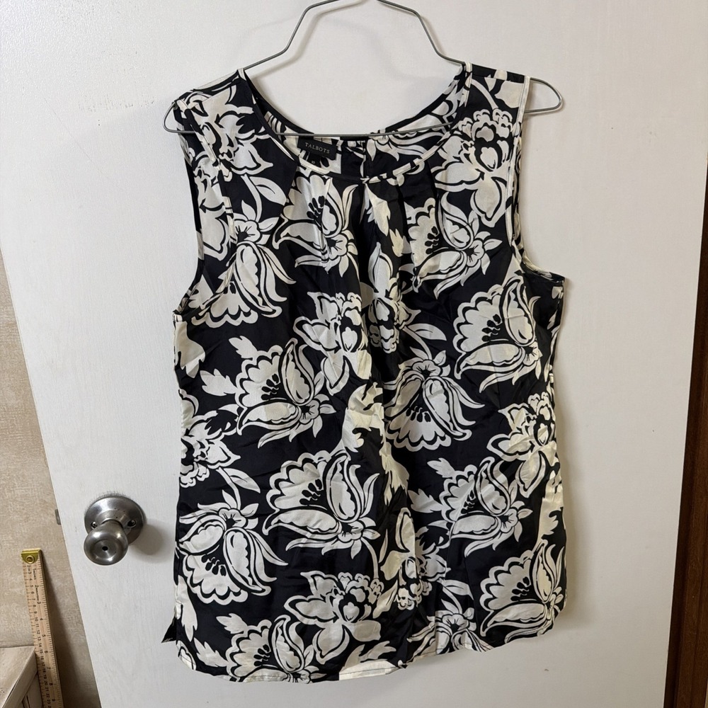 Talbot Sleeveless Women's Floral Blouse Size 10 (100% Silk)